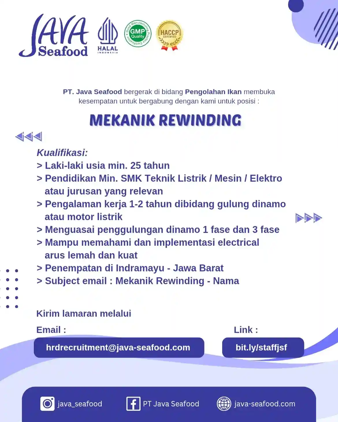 Lowongan Kerja PT Java Seafood Indramayu